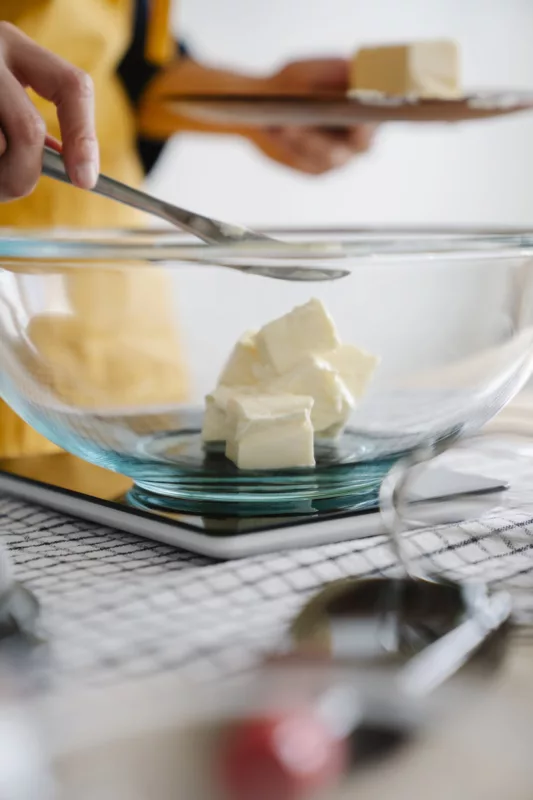Butter in a Glass Bowl